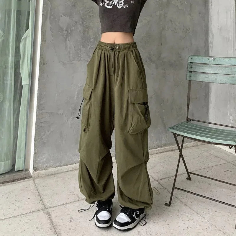 American retro tooling slacks female drape straight beam foot trousers summertime joker loose ins wide-legged pants - Smarsty