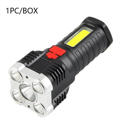 5LED High Power Led Flashlights Rechargeable Camping Spotlight with Side Light 3 Lighting Modes for Camping Adventure Outdoor - Smarsty