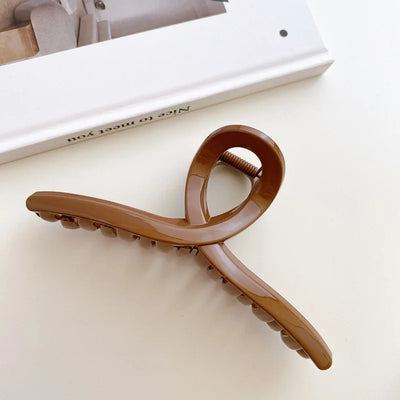Korean Coffee Beige Acrylic Geometric Hair Claw Clip Large - Smarsty