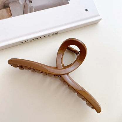 Korean Coffee Beige Acrylic Geometric Hair Claw Clip Large - Smarsty