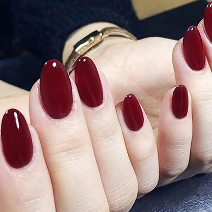24PCS Short Square Red Full Cover Fake Nails - Smarsty