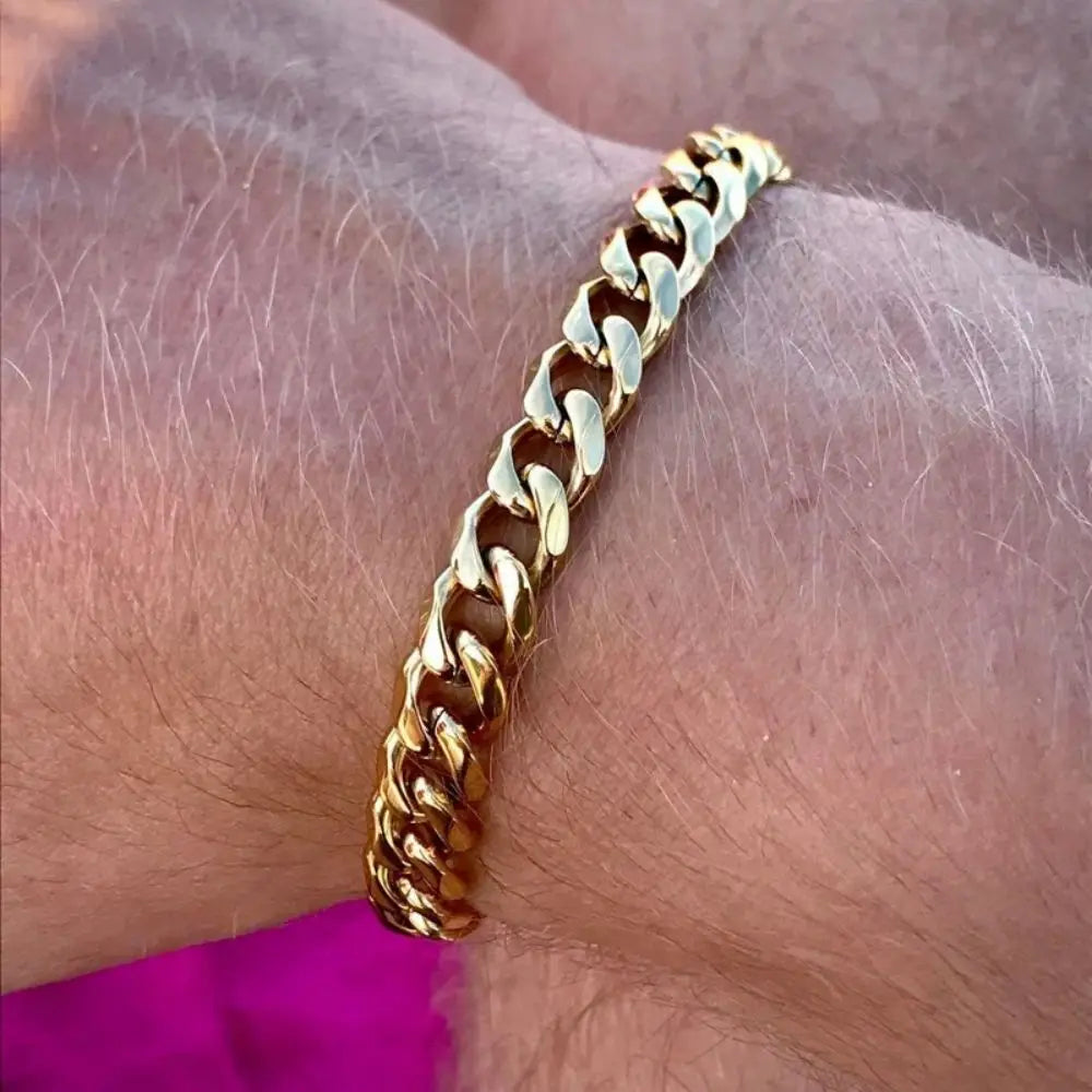 Trendy Stainless Steel Cuban Chain Bracelet for Men - Smarsty