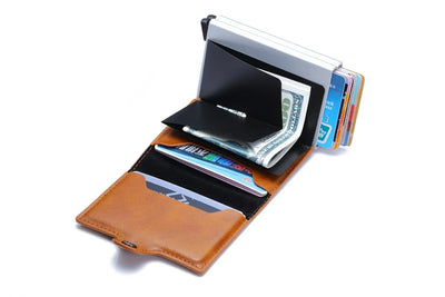 Rfid Men Card Wallets Carbon Fiber Slim Mini Wallet 14 Card Holders Small Money Bag Male Purses - Smarsty