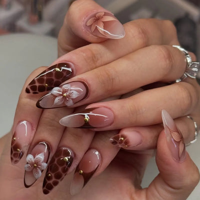 24pcs Flower Design Fake Nail Tips Full Cover - Smarsty