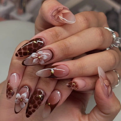 24pcs Flower Design Fake Nail Tips Full Cover - Smarsty