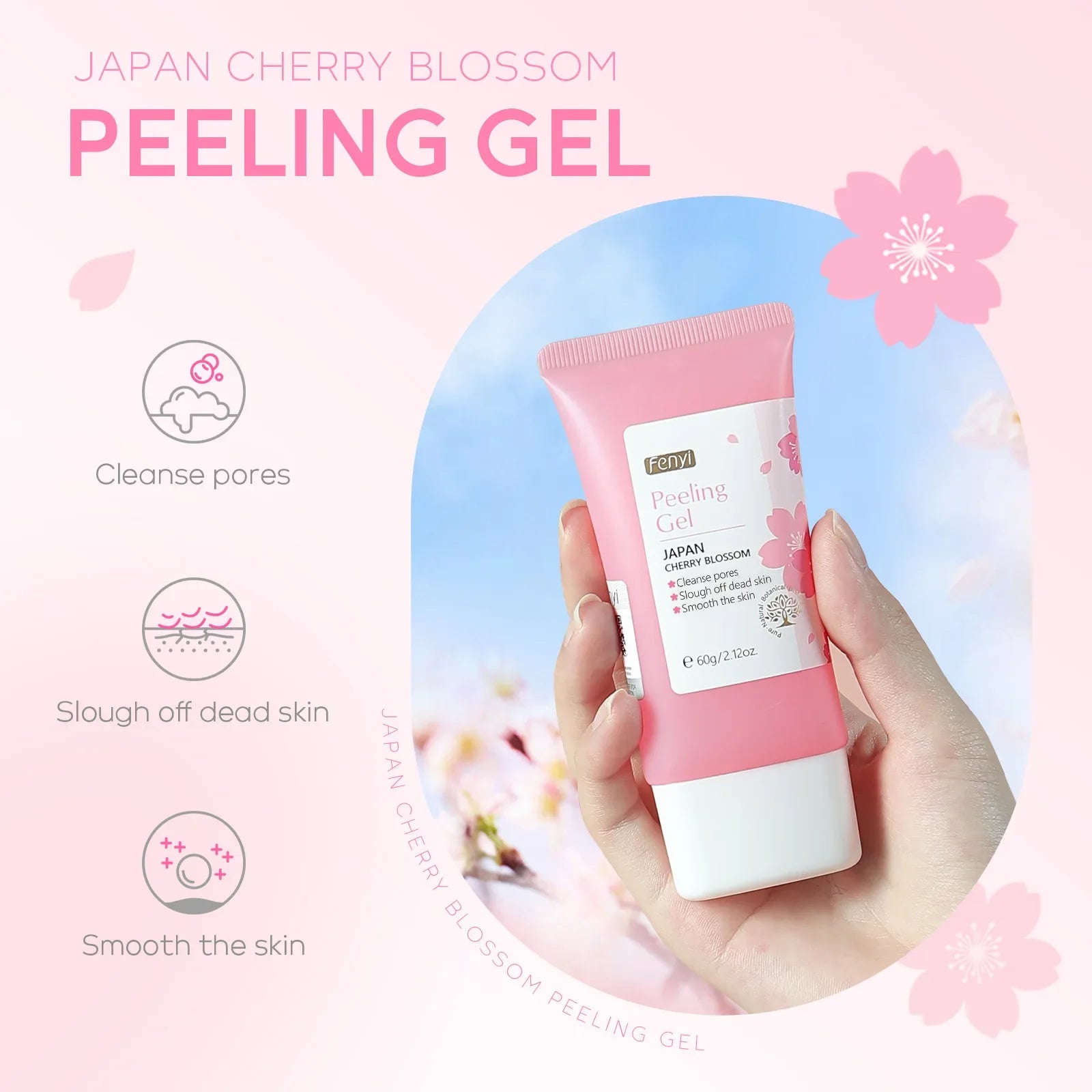 Sakura Face Deep Cleaning Exfoliating Gel Skin Care Whitening Moisturizer Repair Facial Scrub Skin Care 60g - Smarsty