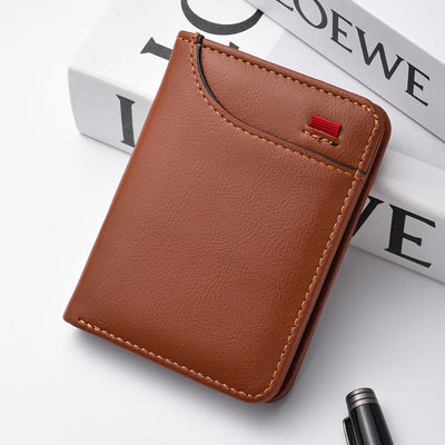1Pc New Ultra-thin Mini Soft PU Leather Credit Card Wallet Holder Short Vertical High Quality Men's Wallet - Smarsty
