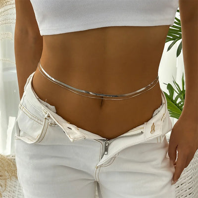 Double Layer Metal Snake Chain Belly Waist Jewelry - Smarsty