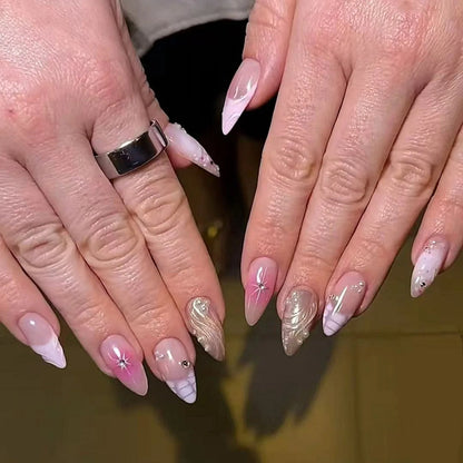 24pcs Flower Design Fake Nail Tips Full Cover - Smarsty