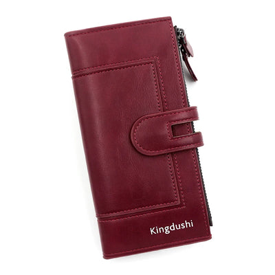 Fashionable New Women's Long Wallet, European and American Fashion Phone Bag, PU Leather Multi Card Carrying Bag - Smarsty