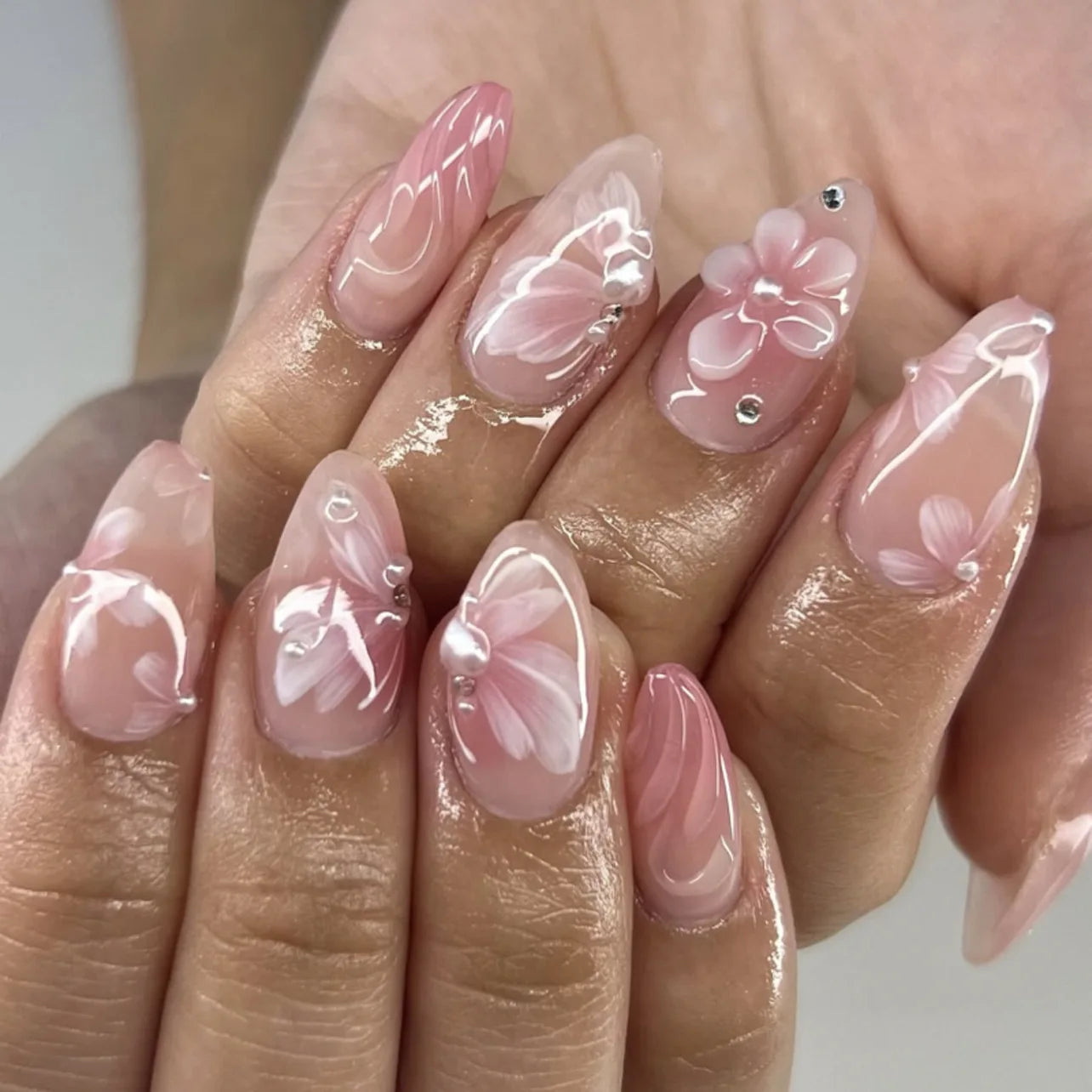 24pcs Flower Design Fake Nail Tips Full Cover - Smarsty