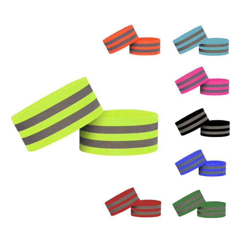 1 Pair Reflective Bands Elastic Armband Wristband Ankle Leg Straps Kids Safety Reflector Outdoor Night Cycling Jogging Running