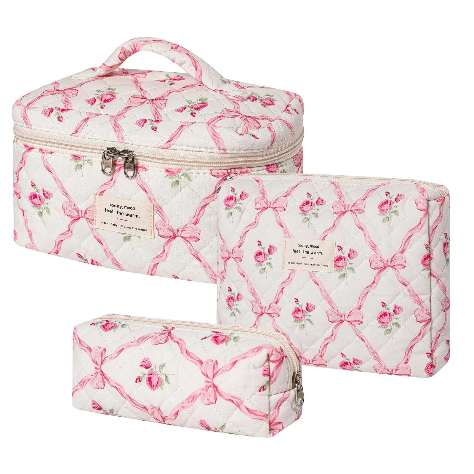 1pcs Cute Quilted Cotton Makeup Bag Women Zipper Cosmetic Organizer Cloth Handbag Box Shape Portable Toiletry Case for Girls - Smarsty