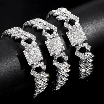 14MM Iced Prong Link Cuban Chain Bracelet for Men and Women - Smarsty