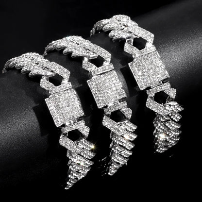 14MM Iced Prong Link Cuban Chain Bracelet for Men and Women - Smarsty