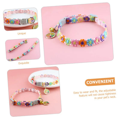 Pet Collar With Bell Cartoon Footprint Colorful Dog Puppy Kitten Collar Adjustable Safety Bell Ring Necklace Pet Accessories - Smarsty