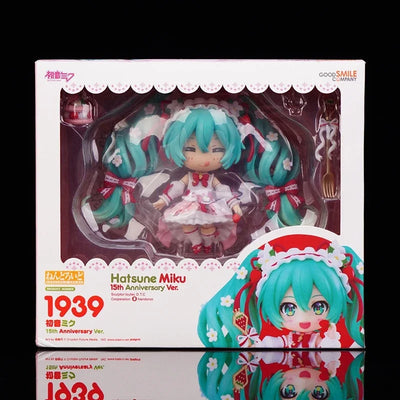10cm #1939 Hatsune Miku Anime Figure 15th Anniversary Strawberry Miku Action Figure #1940 PVC Collection Model Doll Toys Gift - Smarsty