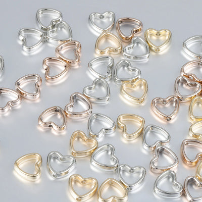 50pcs Heart Frame Beads Double Hole Spacers for Jewelry Making - Smarsty