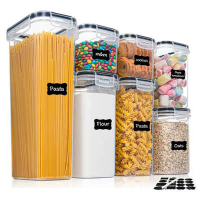Kitchen 7pcs Food Containers Set BPA Free Plastic Airtight Storage Box With 10stickers and Pen by Smarsty