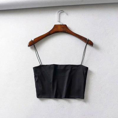 2024 Summer Women's Crop Top Sexy Elastic Cotton Camis sleeveless Short Tank Top Bar - Smarsty