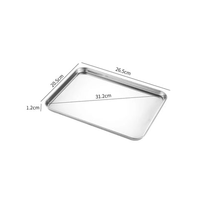 Rectangle Steamed Sausage Noodles Storage Trays Stainless Steel Fruit Dish Restaurant Hotel Kitchen Pastry Food Baking Plates