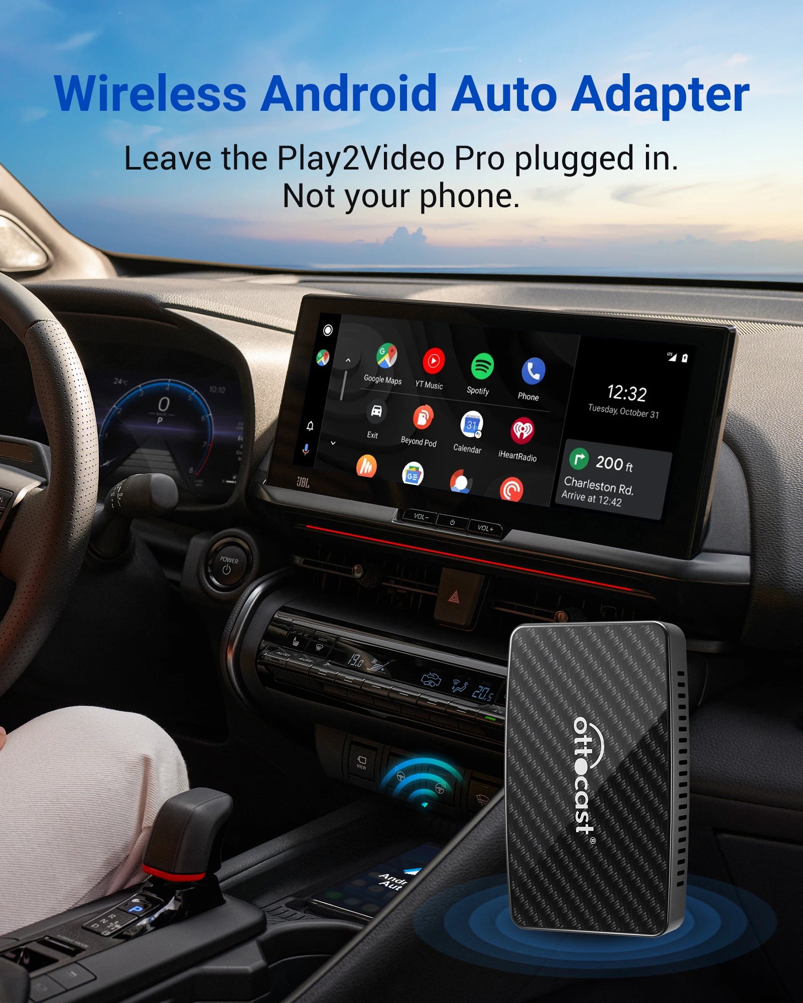 Wireless CarPlay Android Auto Adapter with Built in Apps - Smarsty