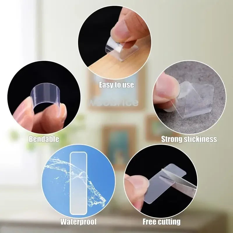 Double Sided Adhesive Tape Nano Reusable Super Strong Transparent Wall Stickers WaterProof Widely Used Wall Mount Sticker - Smarsty
