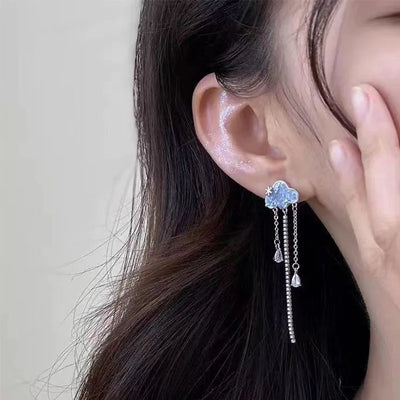 Y2K Pink Heart Star Tassel Earrings for Trendy Kpop Style - Smarsty