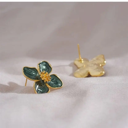 Vintage Sweet Flower Stud Earrings For Women Bridal - Smarsty