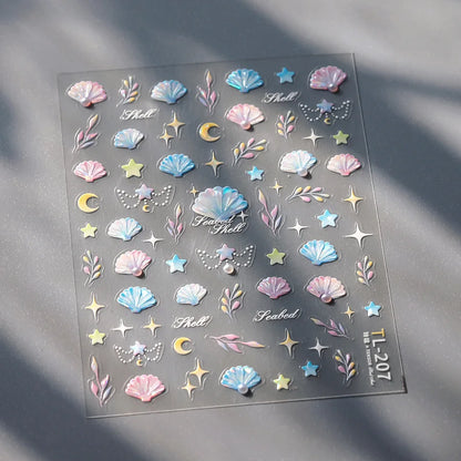 5D Summer Beach Nail Stickers with Shiny Sea Designs - Smarsty