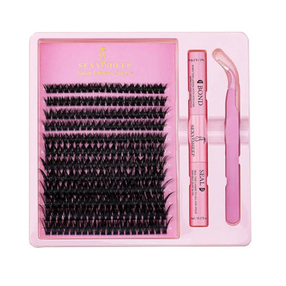 DIY Eyelash Extension Kit with Mixed Clusters and Applicator - Smarsty