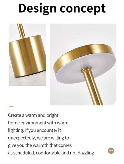 Classic Table Lamp USB Rechargeable Night Light Stepless Dimming Touch Desk Lamp 3 Colors Bedside Lamp Bar Hotel Decoration - Smarsty