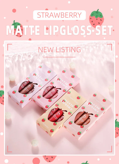 3 PCS Velvet Matte Lip Gloss Set for Hydration - Smarsty