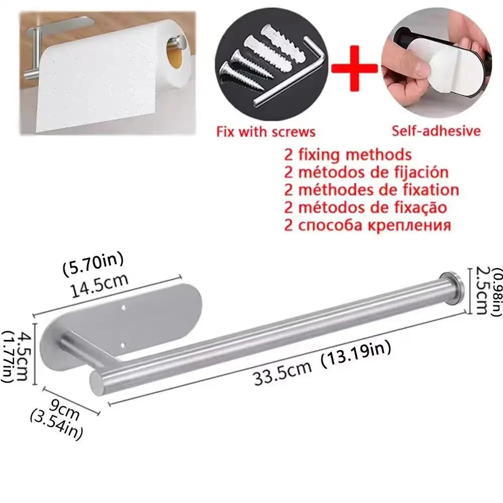 Adhesive Stainless Steel Paper Towel Holder for Easy Storage - Smarsty