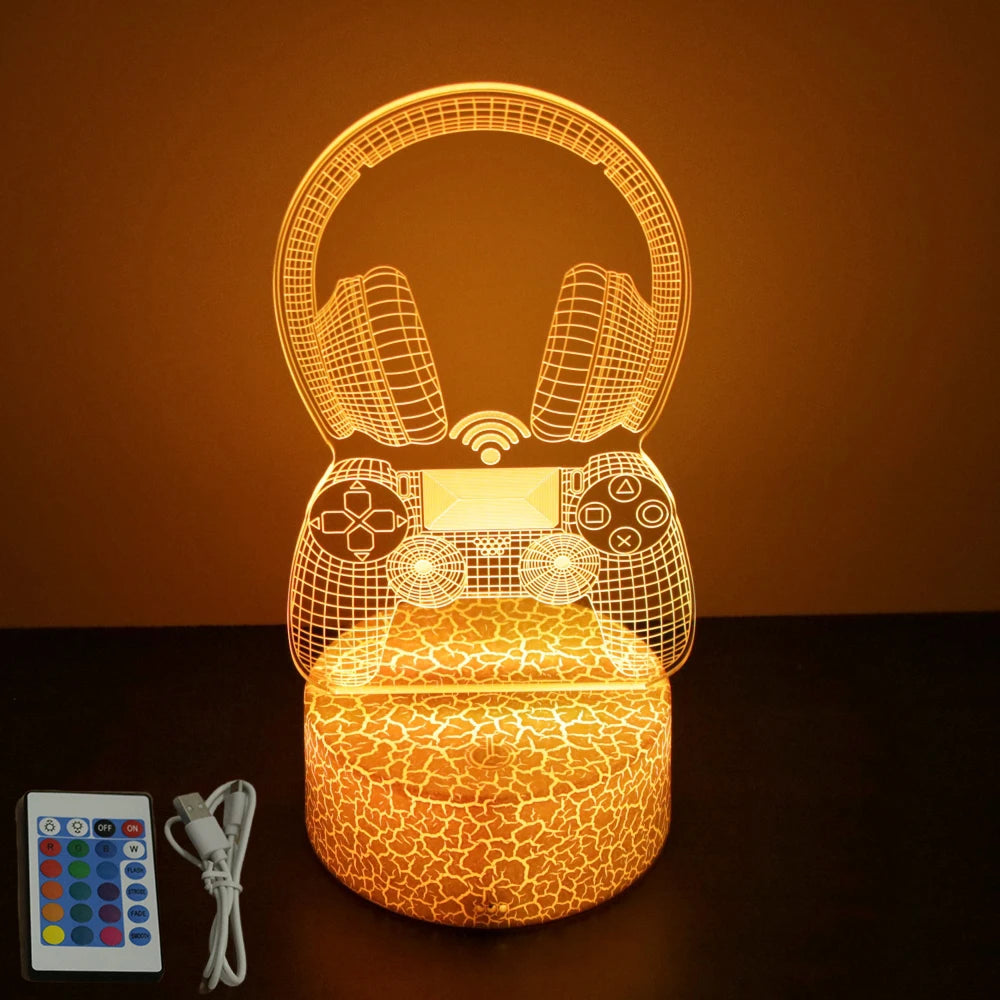 Neon Gamer 3D LED Night Light for Gaming Room - Smarsty