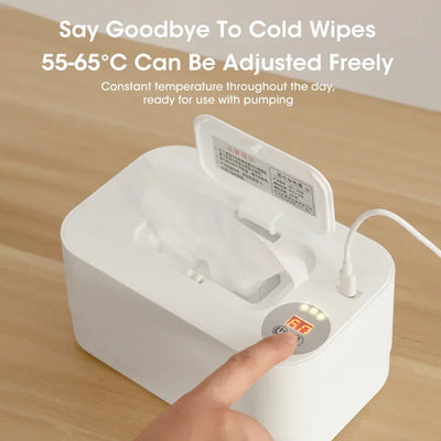 Baby Wipe Warmer Heater with LED Display Wet Towel Dispenser Portable USB Charge Baby Wipe Warmer Napkin Heating Box Home/Car - Smarsty