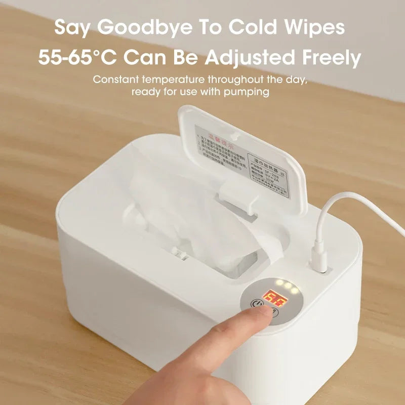 Baby Wipe Warmer Heater with LED Display Wet Towel Dispenser Portable USB Charge Baby Wipe Warmer Napkin Heating Box Home/Car - Smarsty