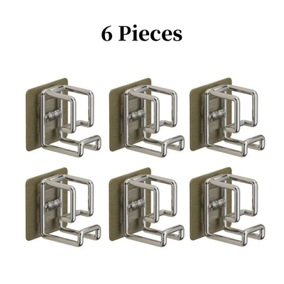 1/2/4/6Pcs Stainless Steel Washbasin Hook Multifunction Punch-free Kitchen Bathroom Rack Basin Storage Rack Towel Hanging Holder - Smarsty
