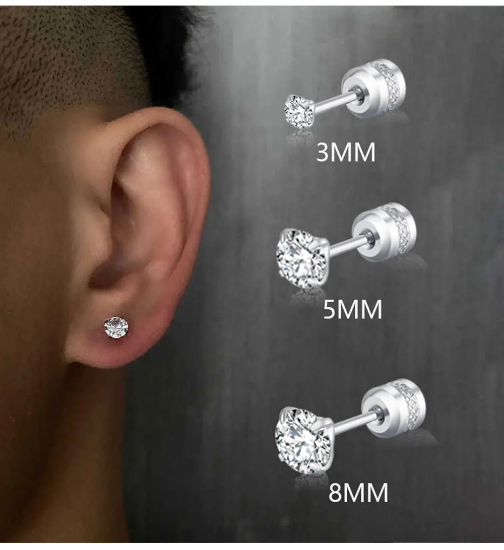 Stainless Steel Crystal Zircon Stud Earrings Hypoallergenic - Smarsty
