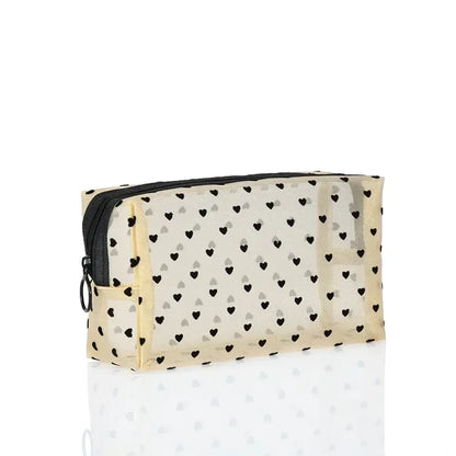 Heart Shaped Nylon Mesh Cosmetic Bag Zipper Organizer - Smarsty