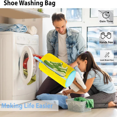 1/2/4PCS Shoe Washing Machine Bag with Liquid Shoe Brush Set Durable Laundry Shoe Bag and Soft Bristle Clean Brush for All Shoes - Smarsty