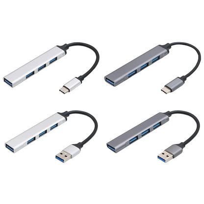 4-Port USB 3.0 Hub Adapter 5Gbps USB Data Hub USB C To USB Hub Multiple USB 3.0 Hub USB Port Expander for Laptop and PC
