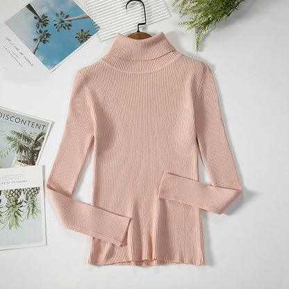 2025 Women Turtleneck Sweater Knitted Soft Pullovers Cashmere Jumpers Basic Solid Soft Sweaters Women Autumn Winter Casual Top - Smarsty