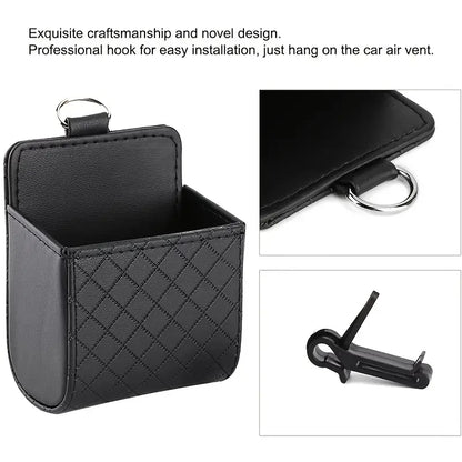 Vent Mount Car Phone Holder With PU Leather Storage Box - Smarsty