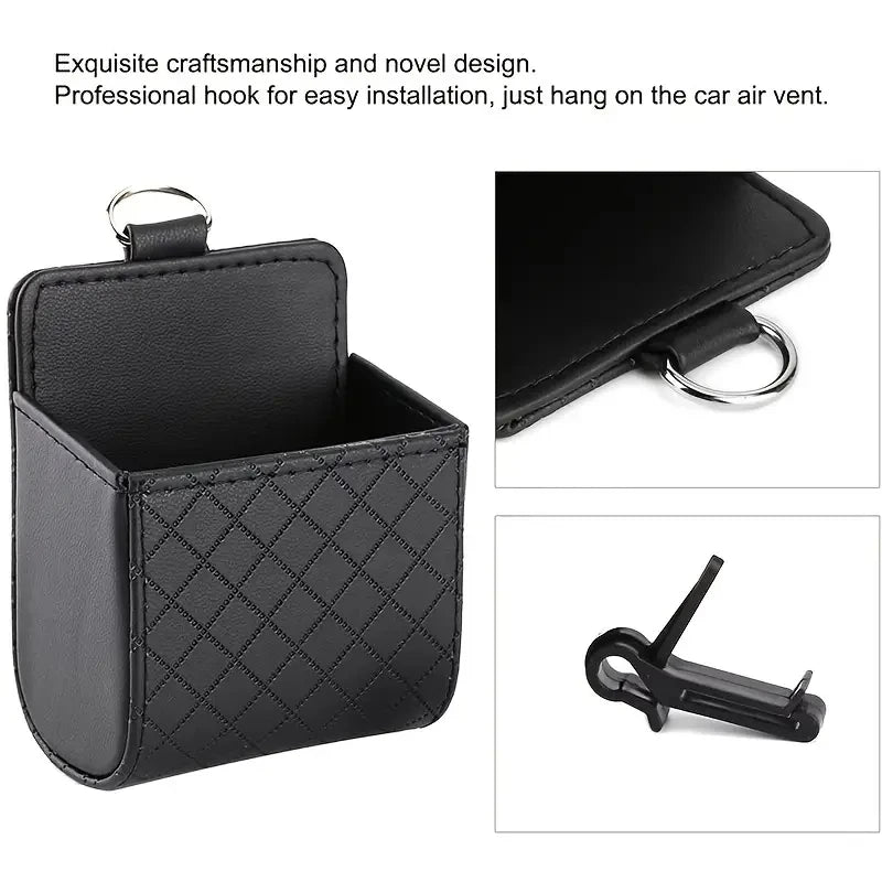 Vent Mount Car Phone Holder With PU Leather Storage Box - Smarsty