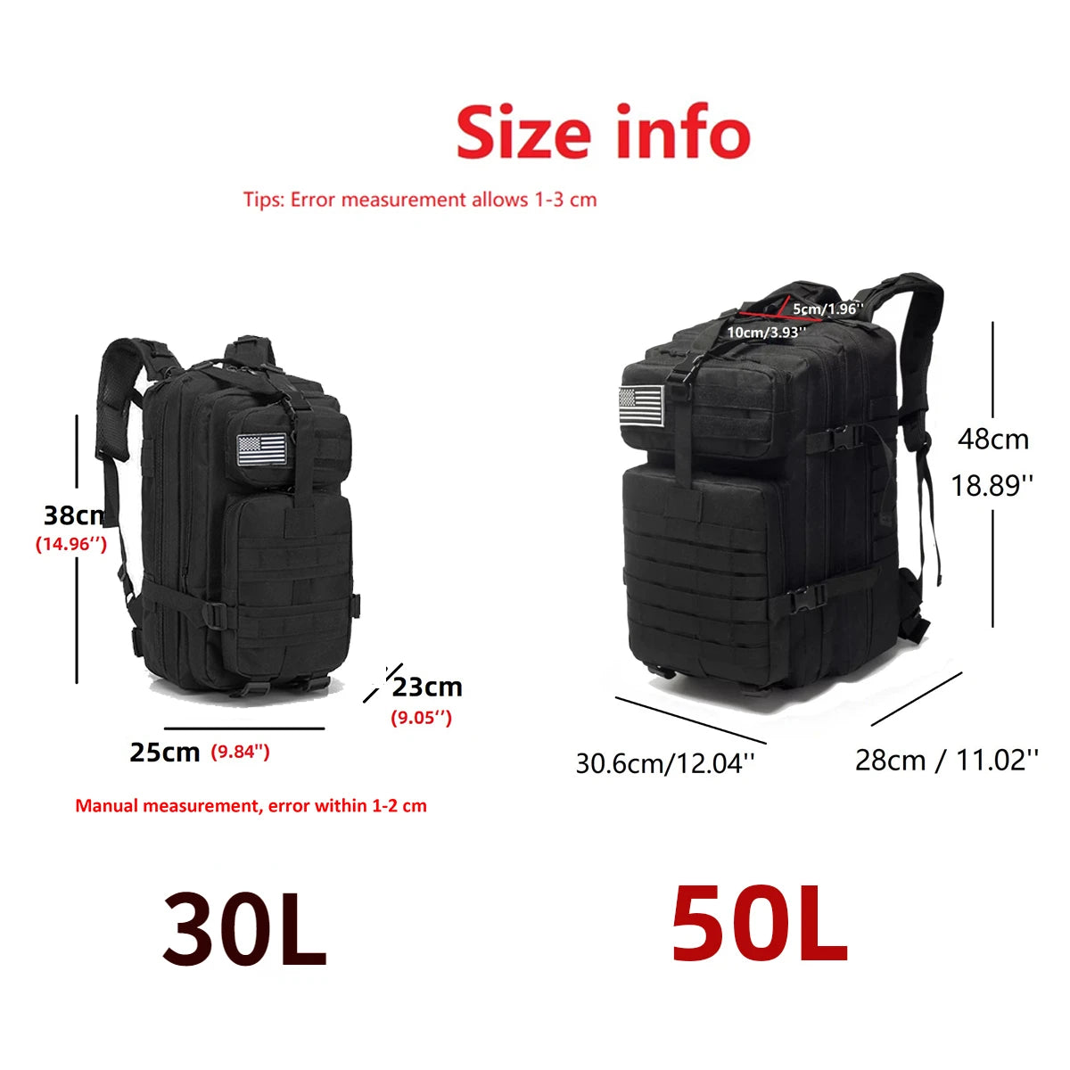 30L/50L 1000D Nylon Waterproof Trekking Fishing Hunting Bag Backpack Outdoor Rucksacks Tactical Sports Camping Hiking - Smarsty
