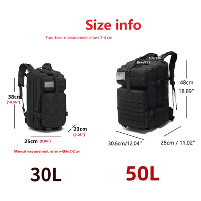 30L/50L 1000D Nylon Waterproof Trekking Fishing Hunting Bag Backpack Outdoor Rucksacks Tactical Sports Camping Hiking - Smarsty