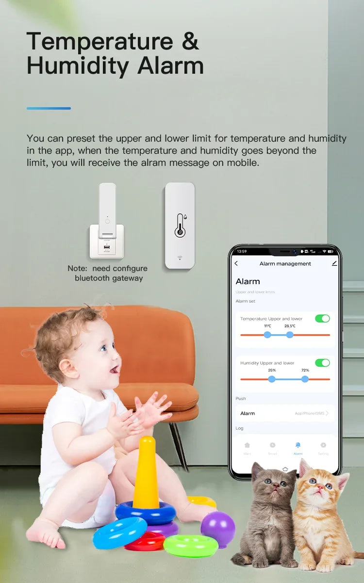 Tuya Smart Temperature and Humidity Sensor with Bluetooth Control - Smarsty