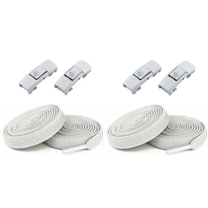 2Pairs Without Ties Elastic Laces No Tie Shoe Laces Press Lock Shoelaces Sneaker Kids Adult 8MM Widened Flat Shoelace for Shoes