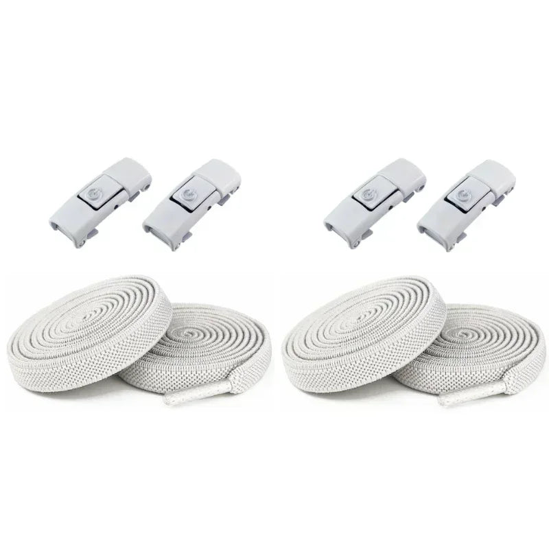 2Pairs Without Ties Elastic Laces No Tie Shoe Laces Press Lock Shoelaces Sneaker Kids Adult 8MM Widened Flat Shoelace for Shoes